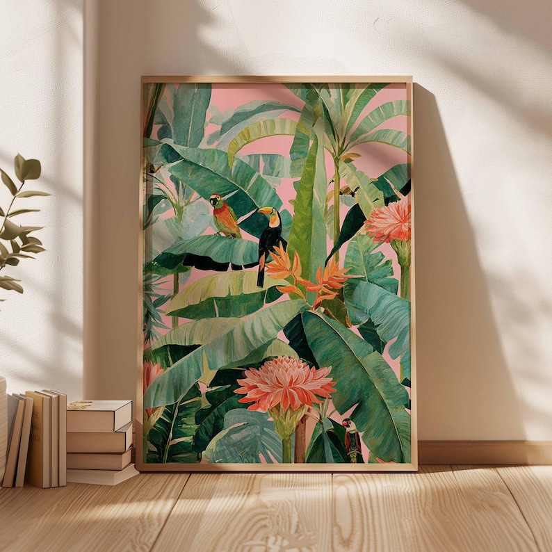 Office Furniture Home - 1 Buah Poster Kanvas Tropis Retro,
