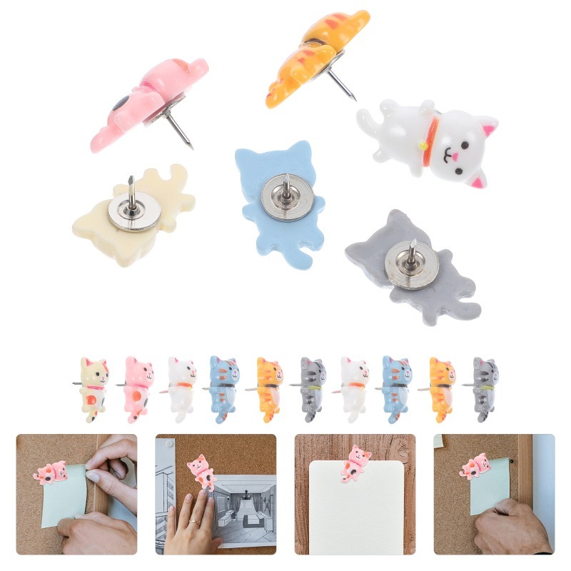 20 Buah Pin Tekan Kucing Resin - Bulletin Board Cork ulasan dan harga