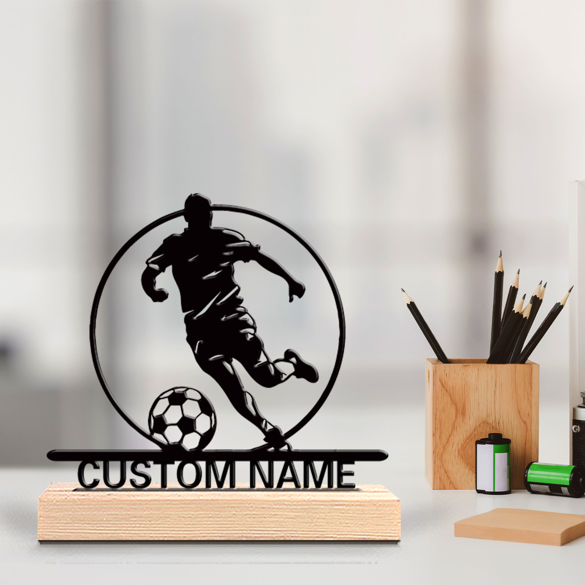 Patung Logam Pemain Sepak Bola - Office Furniture Home ulasan dan harga